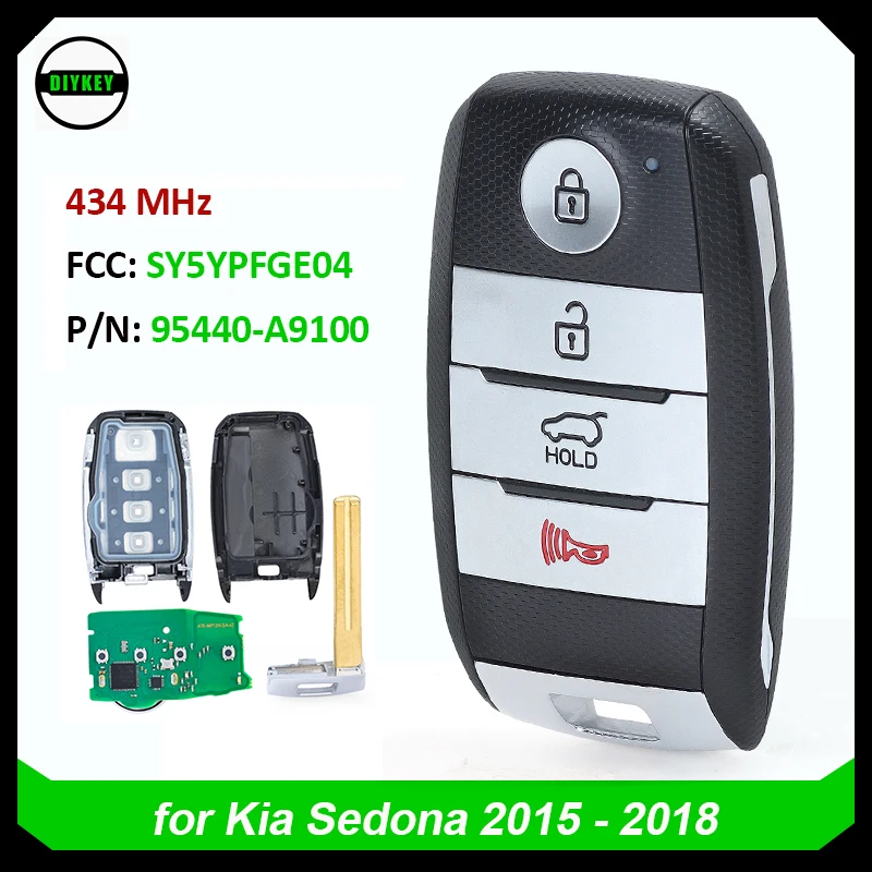 DIYKEY 95440-A9100 Smart Remote Key 433MHz ID47 4 Button Keyless Fob SY5YPFGE04 for Kia Sedona 2015 2016 2017 2018 2019