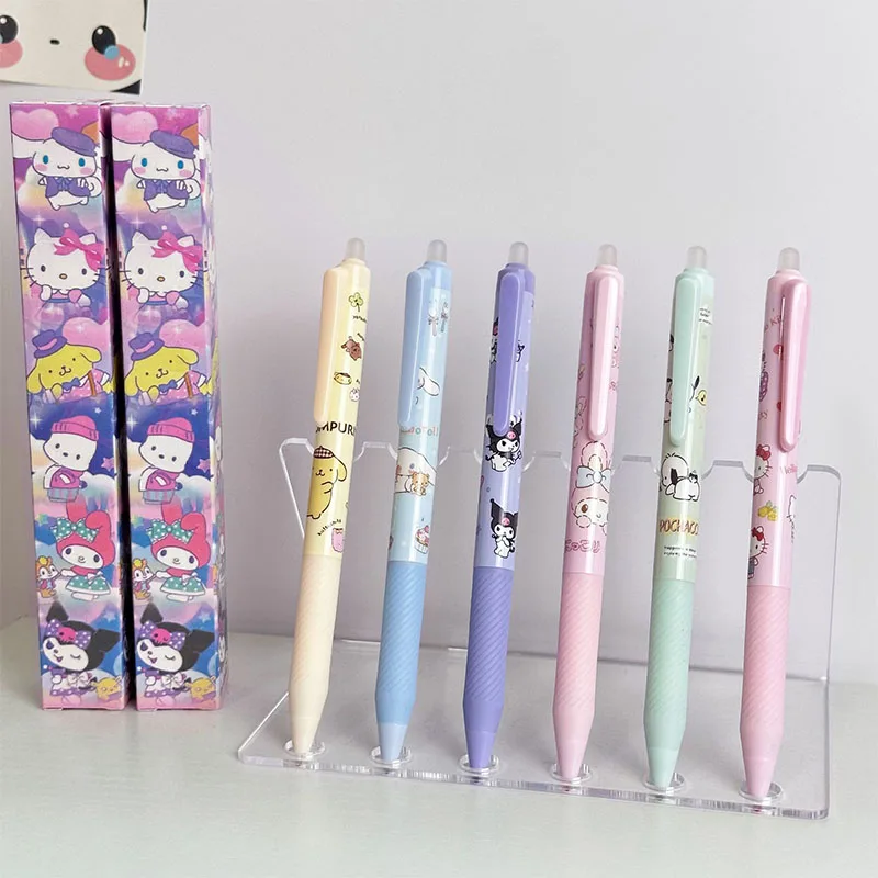 Sanrio Family 24pcs Cartoon Cute High Appearance Level Girl Heart Easy Erasable Unisex Pen Student Bonus Stationery Gift