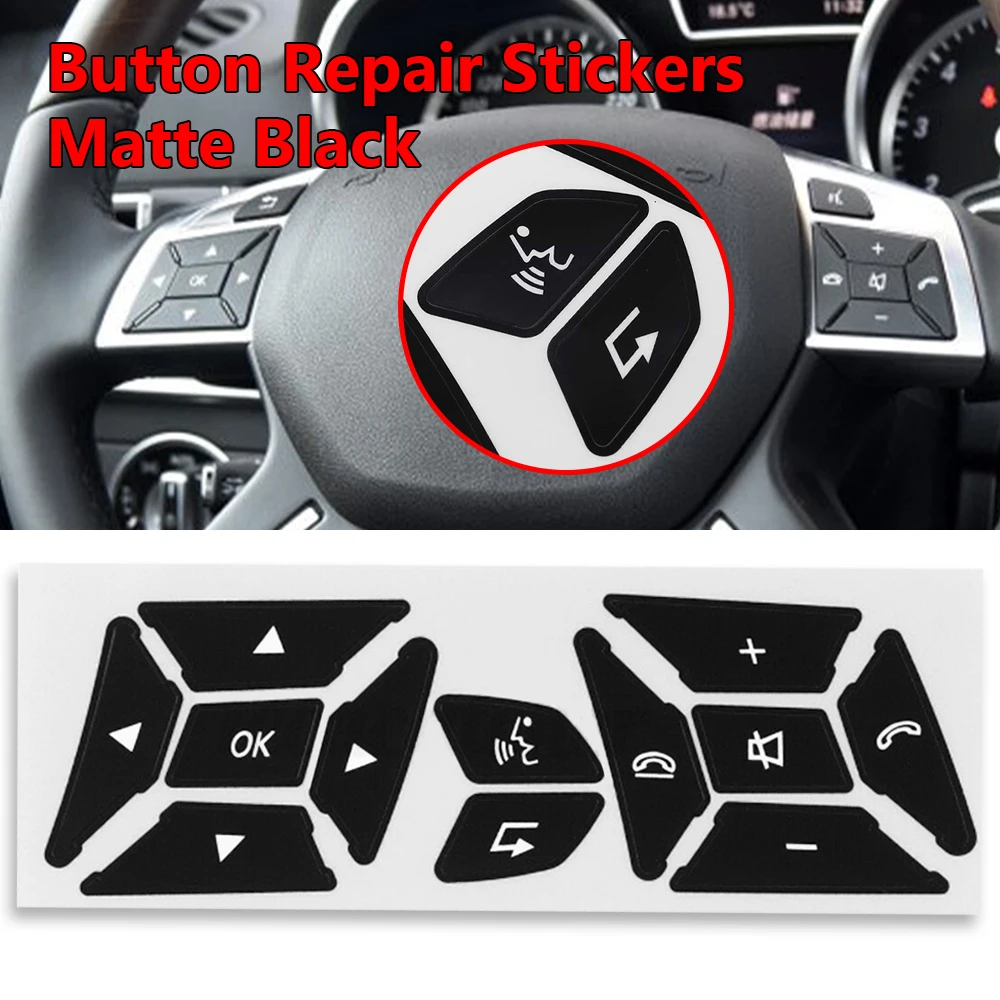 For Mercedes Benz A B C E GL CLA GLA GLK SL SLK Class W176 W246 W212 W204 Car Steering Wheel Black Button Switch Cover Sticker