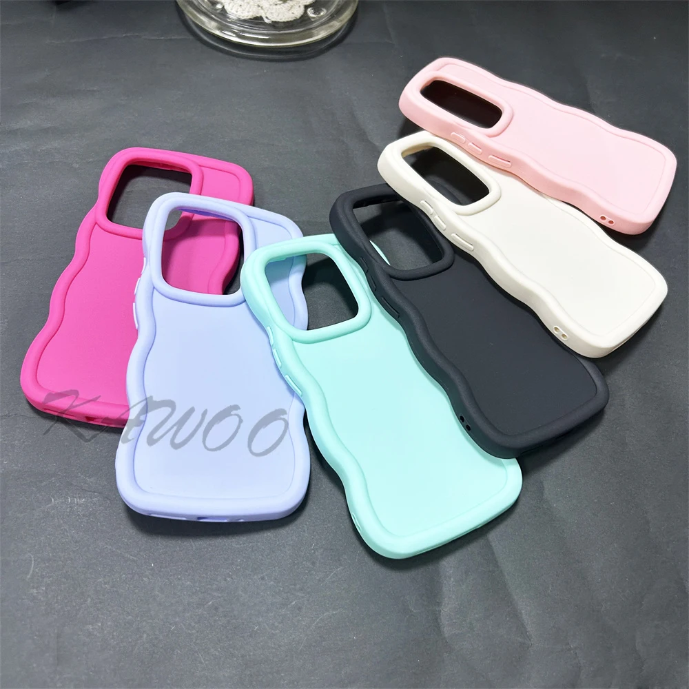 Redmi 10C 12C 13C Macaron Dopamine Color Wavy Frame Soft TPU Case Cover For Redmi A1 A2 Plus 2022 4G A3 Cellur Phone Coque Capa