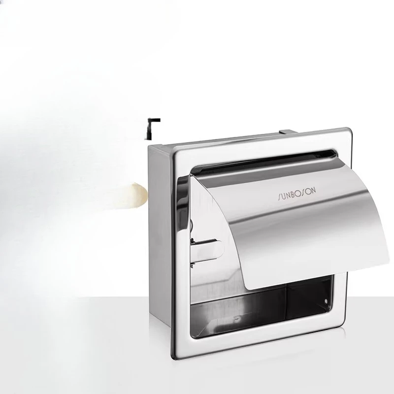 

Recessed Stainless Steel Toilet Paper Holder, High Capacity Bathroom Tissue Dispenser for Home & Hotel Use