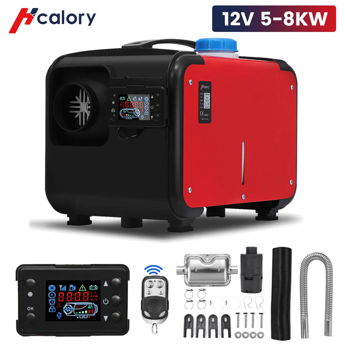 Hcalory 12V 5- 8KW Car Heater All in One Heating Diesel Air Heater One Hole LCD Monitor Parking Warmer Quick Heat For Truck Bus