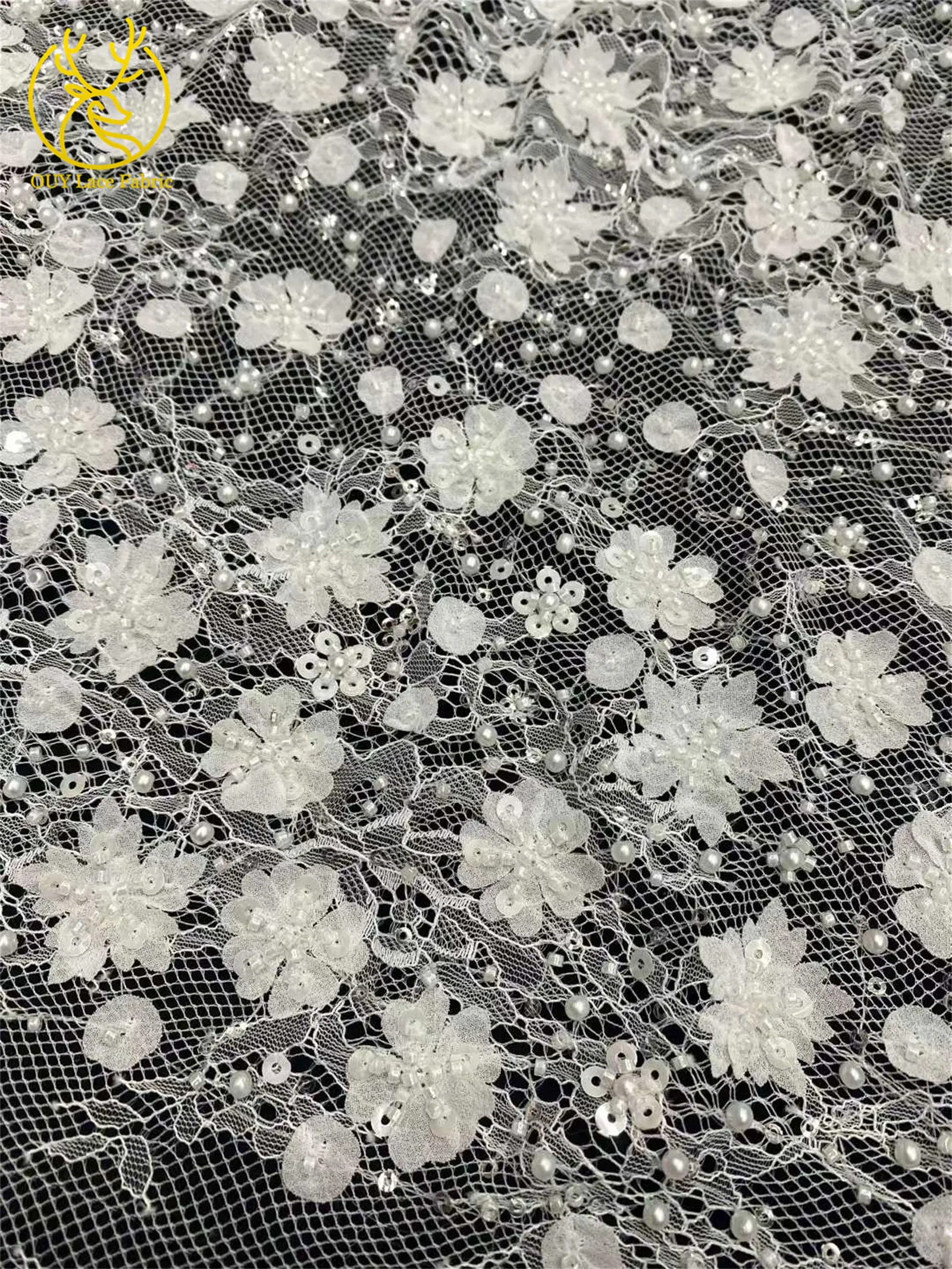 Neuester Spitzenstoff mit Pailletten und Perlen, 2026, hochwertiger afrikanischer nigerianischer Spitzenstoff, Hochzeitskleid und Abendkleid, Nähen, 5 Yards – Detail 7
