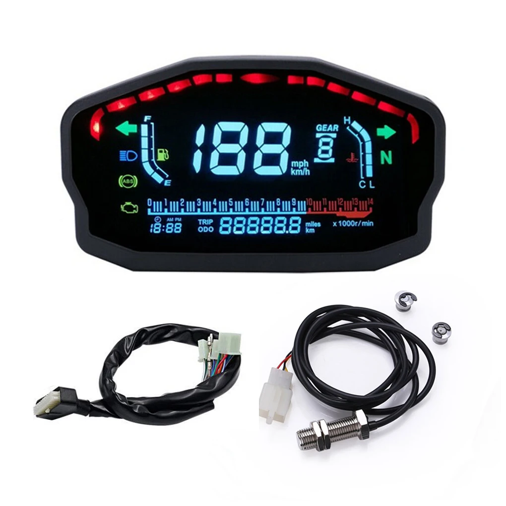 LCD Digital Motorcycle Speedometer LCD Speedometer Odometer Digital Odometer Tachometer Durable