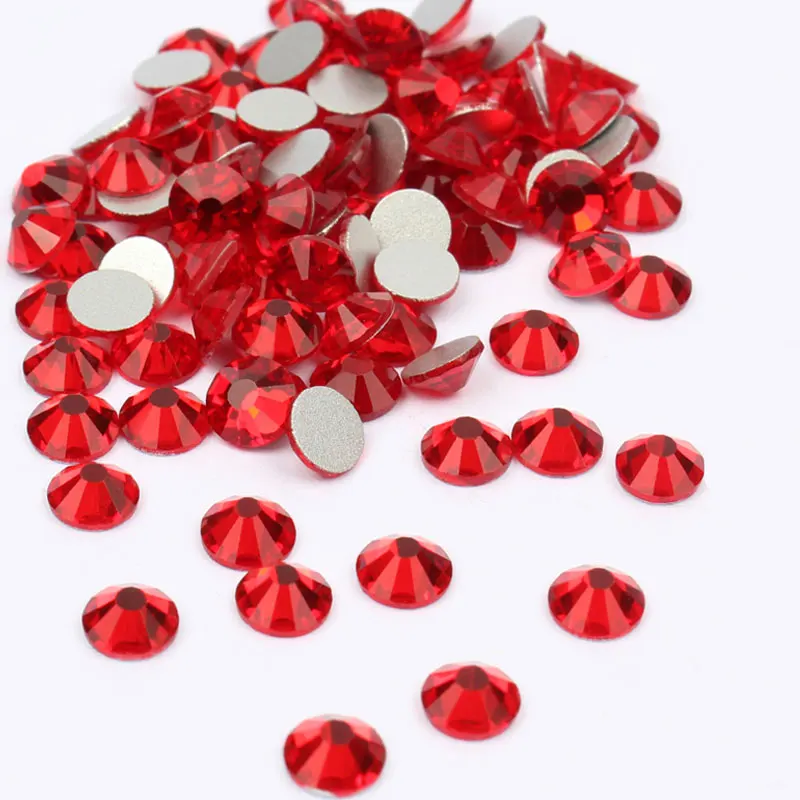 Red Glass 3D Nail Art Decorations ss3-ss30 Crystal Nails Non-HotFix Rhinestones For Nails Accessoires  Rhinestones On Nails 408