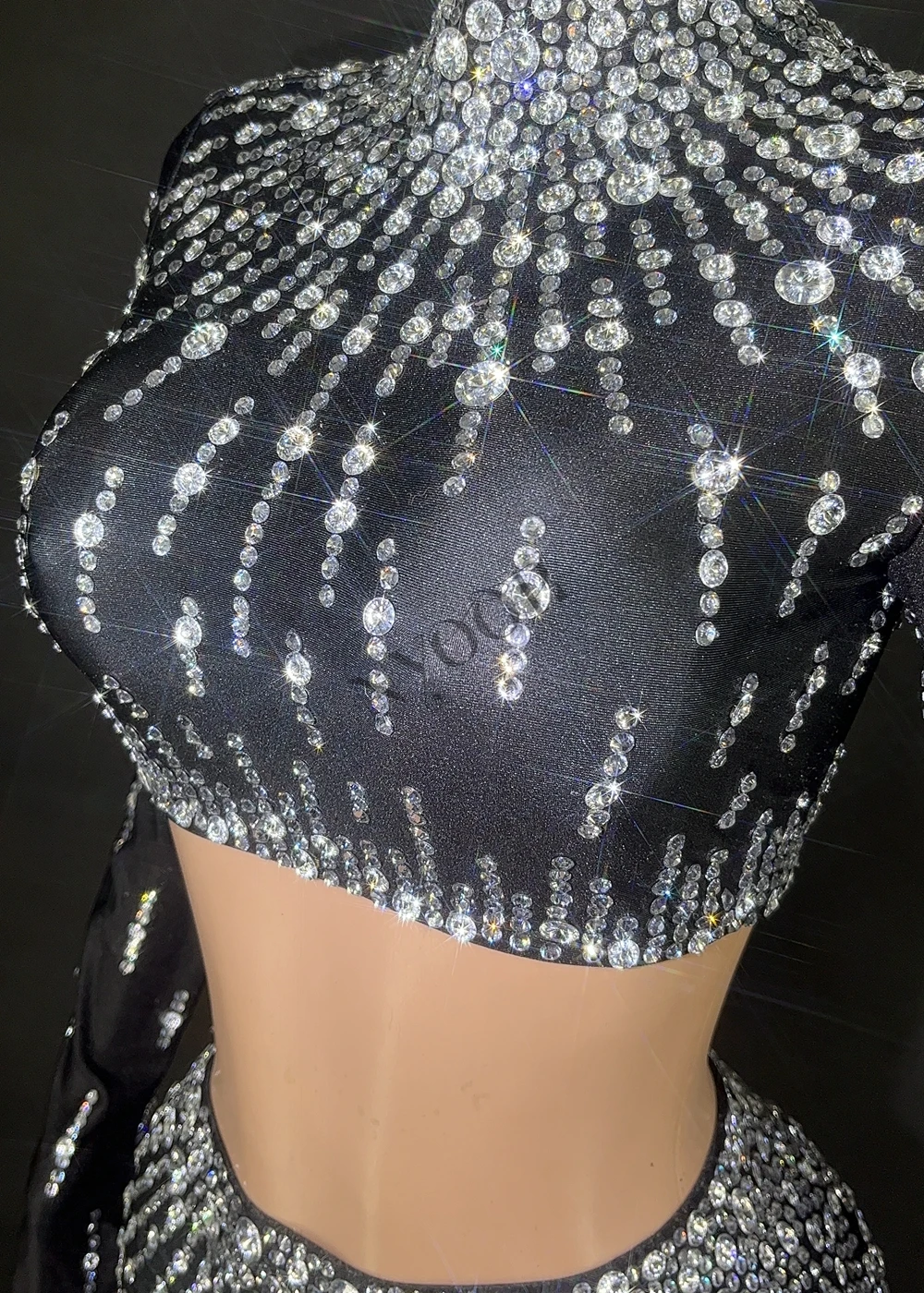 Funkelnde Strass steine zweiteiliges Kleid Crop Top und langer Rock für Frauen sexy Abend feiern Geburtstags kleid Fotoshooting tragen