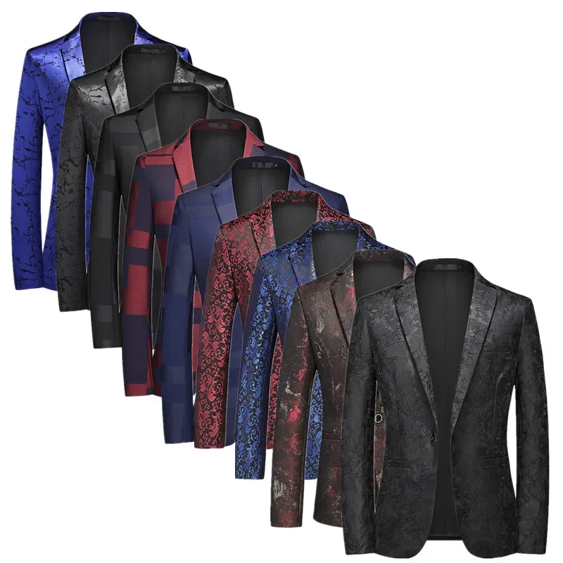 New Men Business Social Suit Jacket Summer Men\'s Single breasted Thin Dress Male Jacquard Blazers Coats A2581913