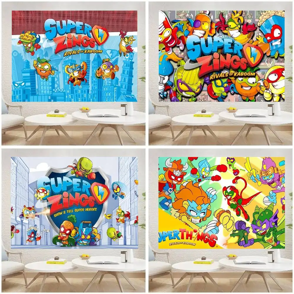 Cartoon SuperZings Geburtstags-Hintergründe für Fotografie, Kindergeburtstag, Party-Poster, Blumen, Ballondekoration, Fotohintergrund
