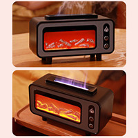 Flame Oil Diffuser, Fireplace Aroma Diffuser Vintage Flame Essential Oil USB Humidifier 200ml for Spa Home Yoga