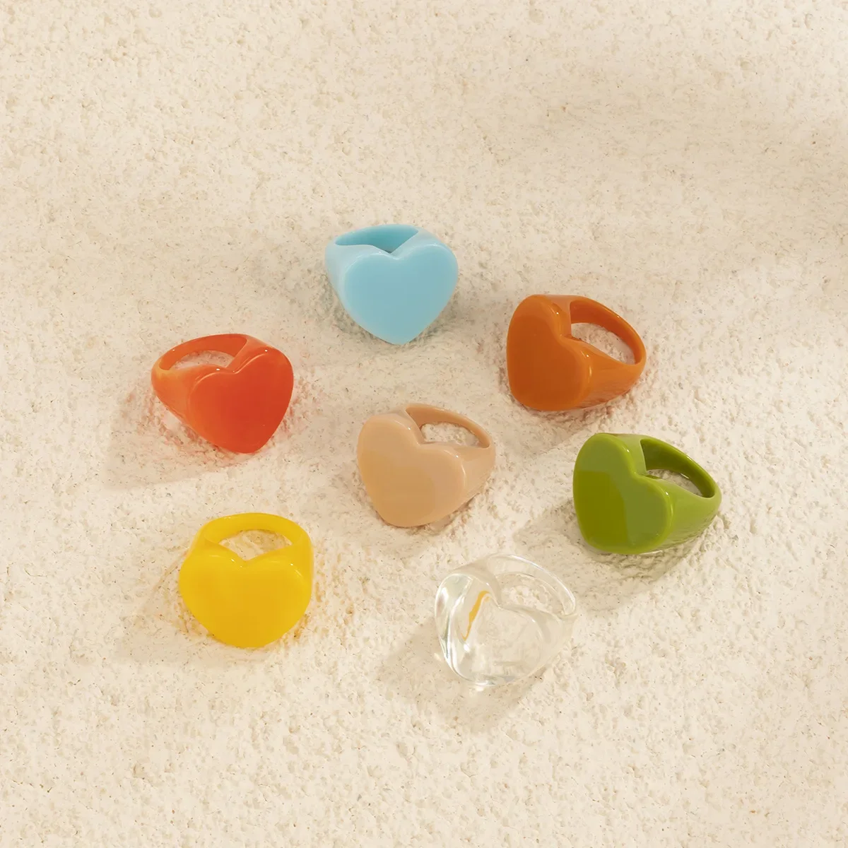 Acrylic Resin Rings Set For Women Girls Irregular Marble Pattern Colorful Transparent Ring Rings Jewelry Gifts