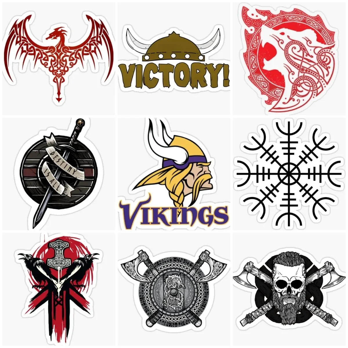 

Vikings Skull Axe Totem Emblem Creative Sticker Laptop Car Window Motorcycle Truck Glass Helmet Wall Door Camper Off-road Decal