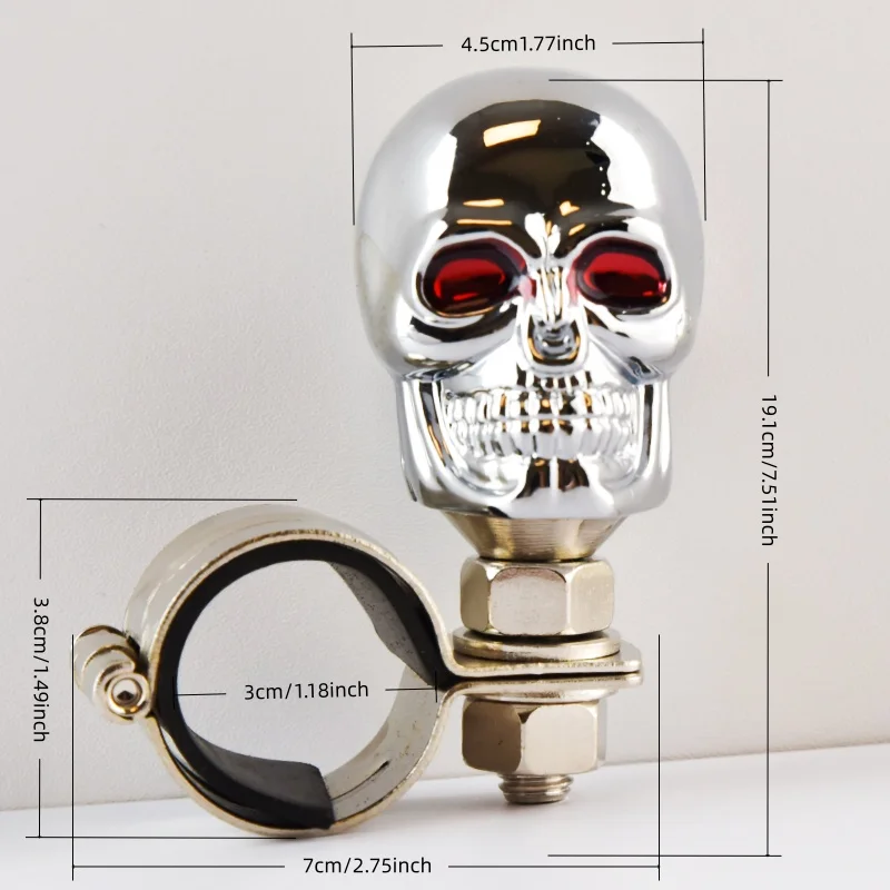 Uniwersalny aluminiowy uchwyt na kierownicę z motywem czaszki, wspomaganie kierownicy samochodowej.