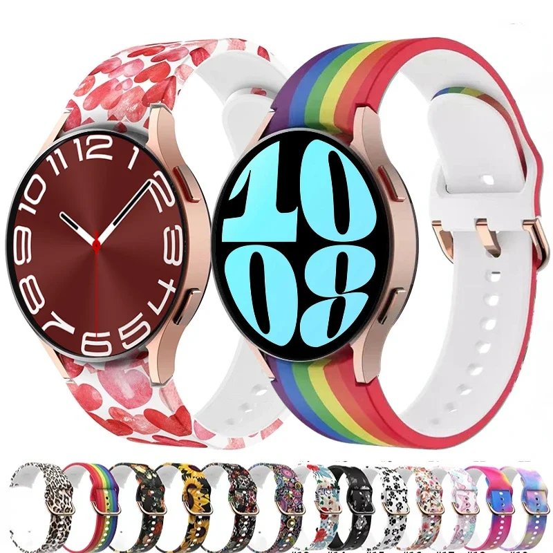 No Gap Printed Silicone Strap For Samsung Galaxy 4/5/6/7 40mm 44mm Pro 45mm Color Bracelet Band Watch 6 Classic 47mm46mm Correa