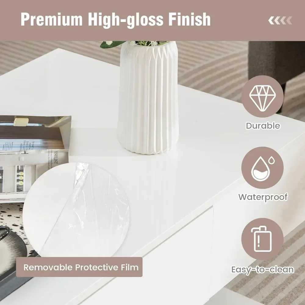 Coffee Table,  2-Tier Center Tables W/ 2 Storage Drawers, Coffee Table