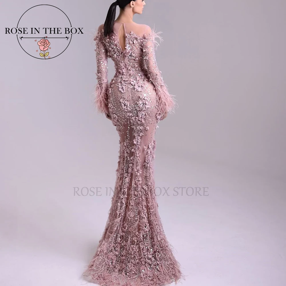 ROSEINTHEBOX Personalizzato Squisito Rosa Abiti Da Sera 3D Floreali di Lusso Abiti Lunghi 2025 donna abiti da festa eleganti