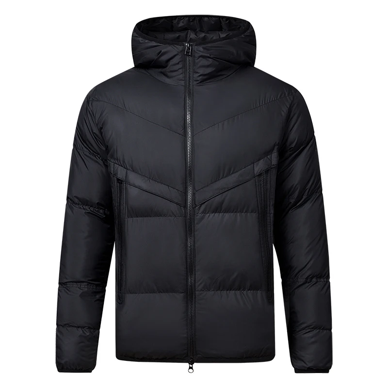 Men Color‑Block Hooded Padded Cotton Coat Women Ultra‑Soft Lightweight Water‑Repellent With Zipper Pockets Winter Jacket