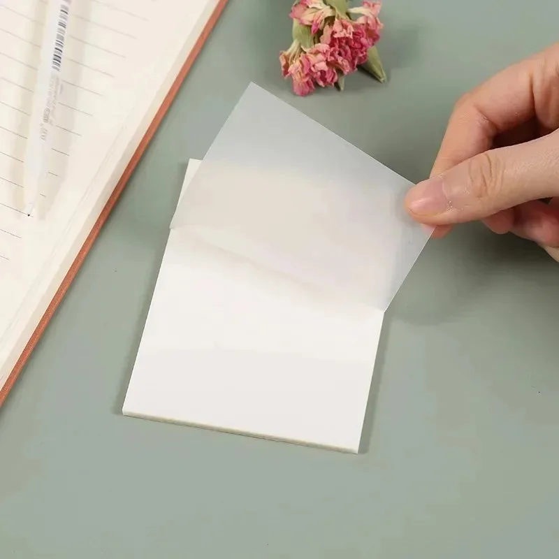 50 Sheets/pcs Transparent Memo Pad Waterproof Sticky Note Pad Self-adhesive Notepad Stationery Memo Pad Marker Label