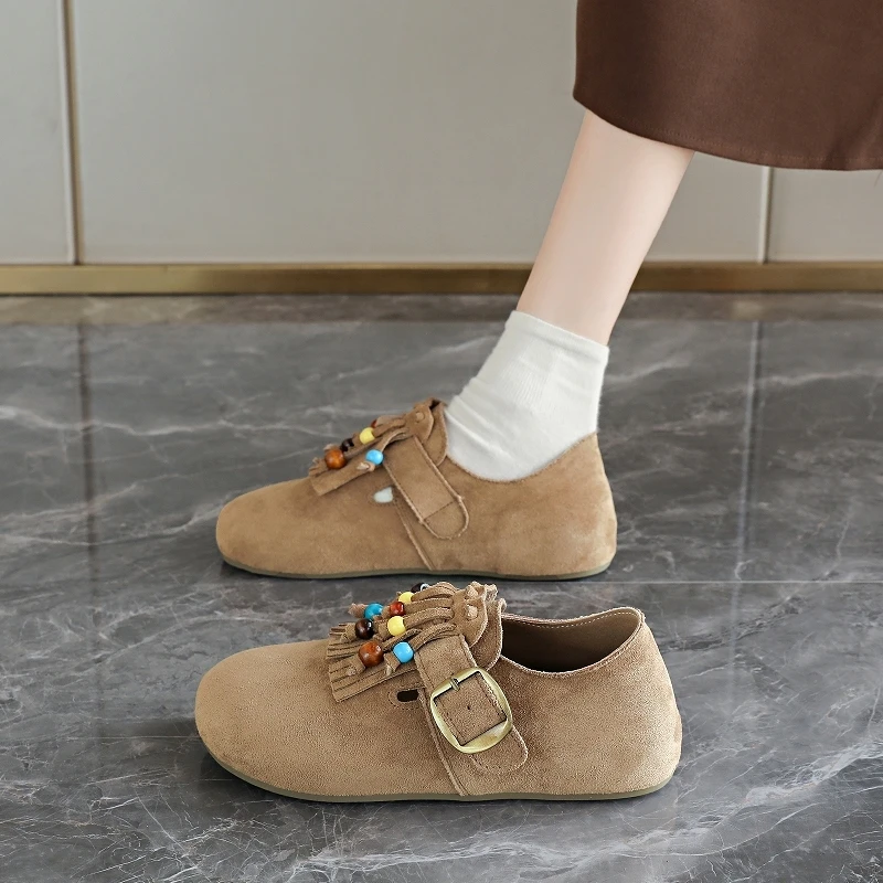 

Womens Beaded Moccasin Flats Soft Sole Comfortable Walking Shoes Non Slip Lightweight Loafers For Daily Wear