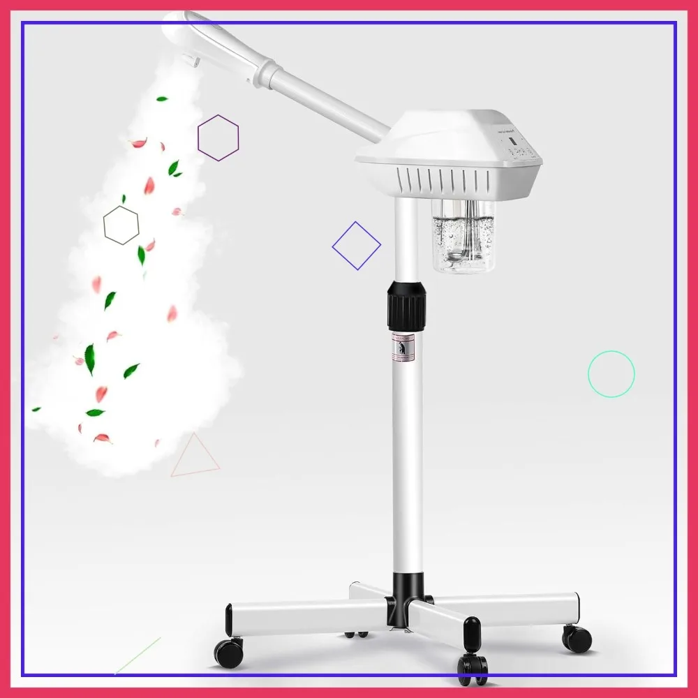 Professional Facial Steamer on Wheels, Hot Mist Stand for Deep Cleaning, Moisturizing & Hydrating at Home or Spa