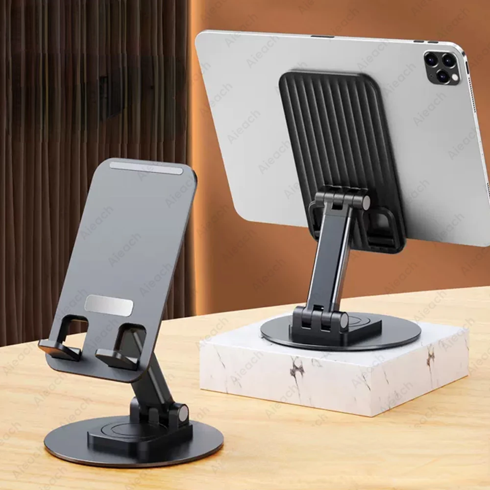 

Aluminum Alloy Phone Holder, Tablet Stand Bracket, 360 Rotation, Adjustable Folding Desk, Support for Xiaomi, Samsung