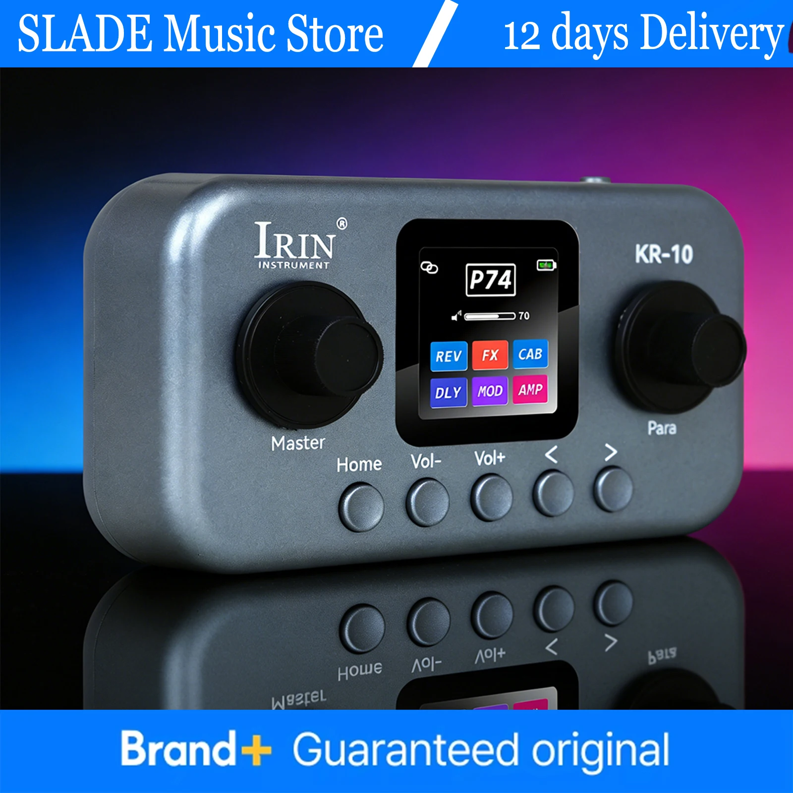 

IRIN KR-10 Guitar Bass Effect Pedal Desktop Multi-Effects Guitar Processor for Guitar Bass-6 Effect Modules 80 Presets Pedal