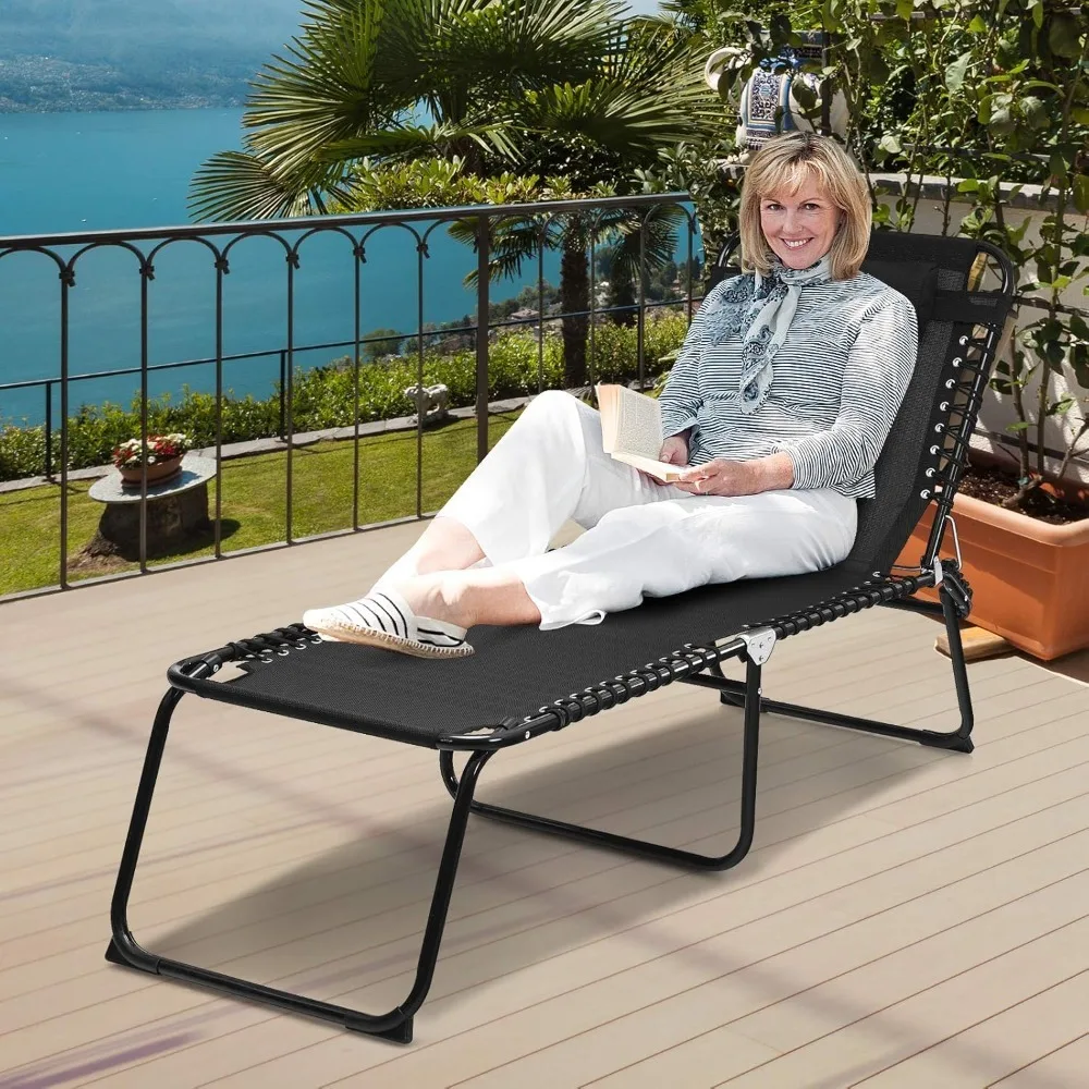 

Tanning Chair, Extra High Lounge Chair with Removable Pillow, Detachable Side Pocket & Adjustable Backrest, Folding, Customized