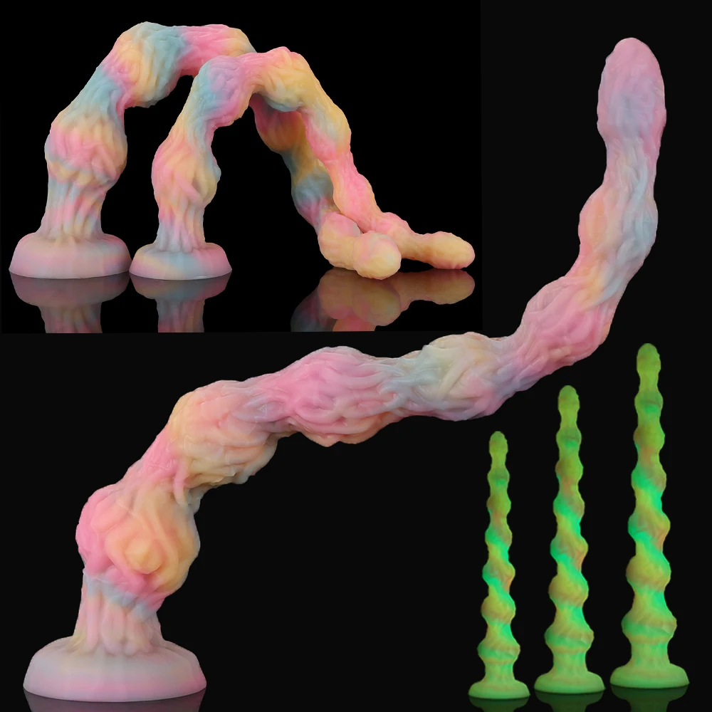 Silicone Long Butt Plug Anal Beads Anal Plug Glow Dildo Anal Deep Stimulation Anus Dilator Masturbator Adult Sex Toys Sex Shop