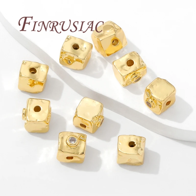 8 مللي متر مربع خزر عازل 18K مطلية بالذهب أساور الخرز ، فاصل للخرز ، قلادة مجوهرات اكسسوارات