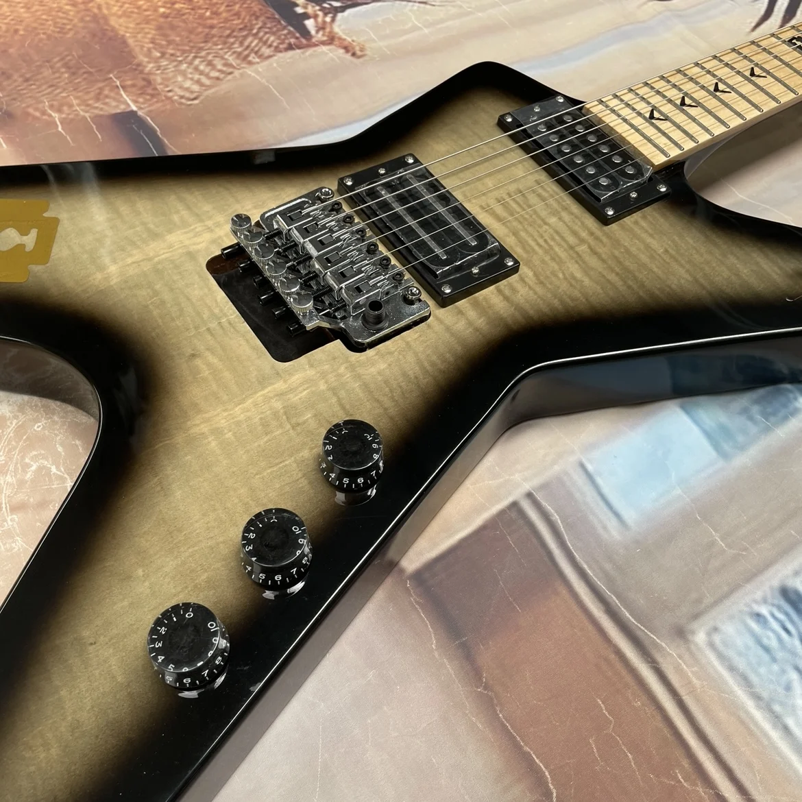 6-string electric guitar,tiger maple veneer,tremolo system, maple fingerboard guitars—professional performance electric guitarra view 5