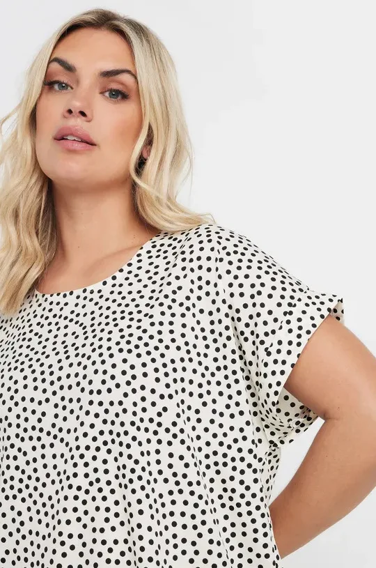 Plus Size All Over Print Crew Neck Blouse, Casual Ruffle Sleeve Blouse For Spring & Summer, Women's Plus Size Clothing