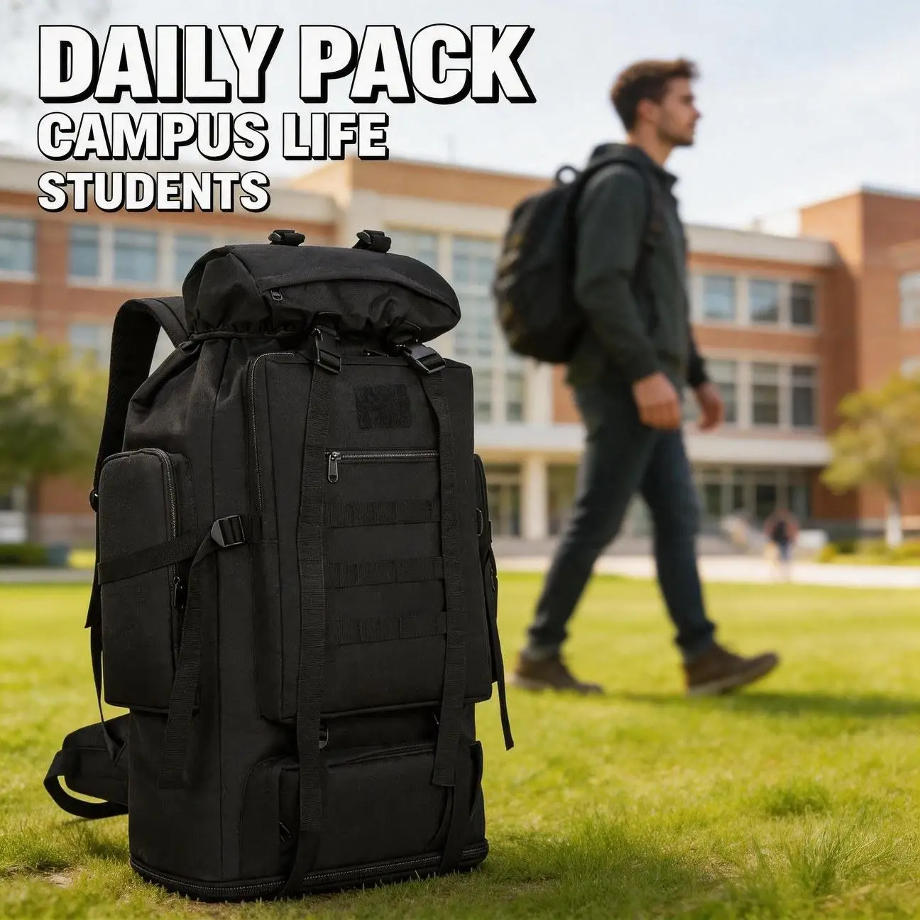 Premium Extra Large Capacity Hiking Backpack Outdoor Mountaineering Camping Bottom Expandable Smooth Zipper