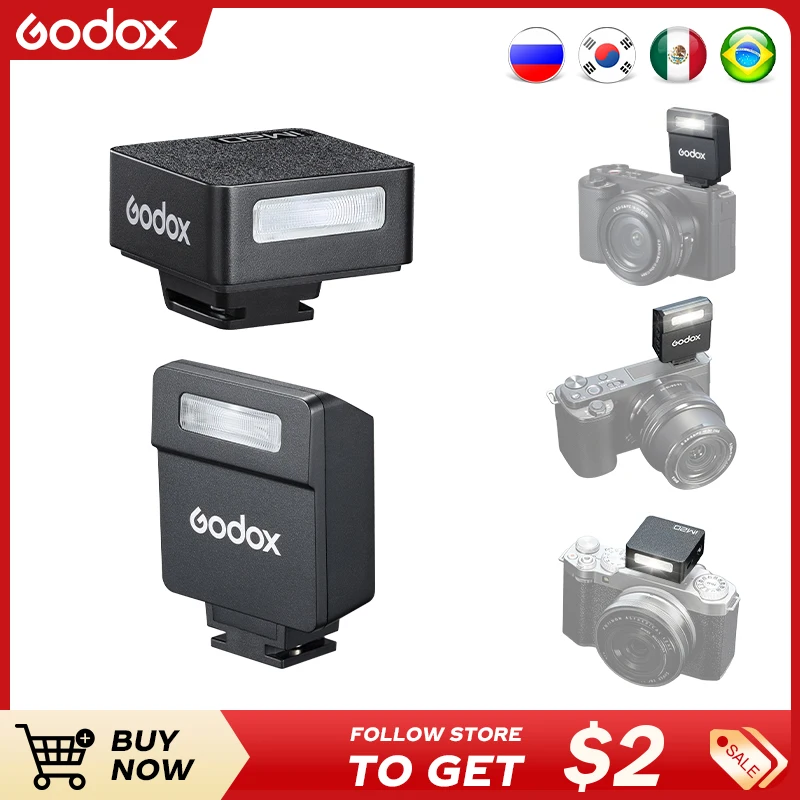 

Godox IM20 IM22 Новая портативная вспышка для камеры для различных моделей камер, 5 уровней выхода питания, универсальное крепление для горячего башмака