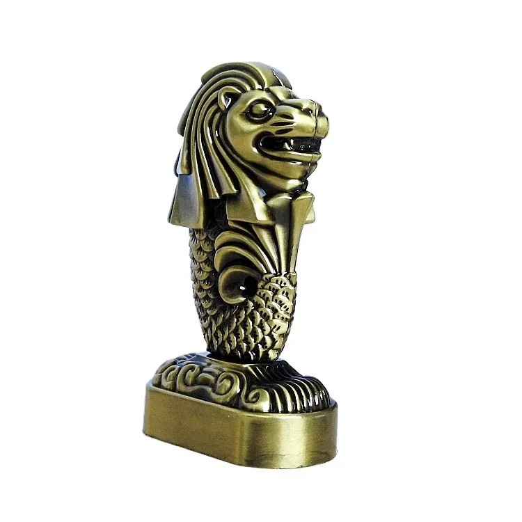 Zhejiang Wholesale Metal Crafts Singapore Souvenir Merlion Statue for Desktop Ornaments