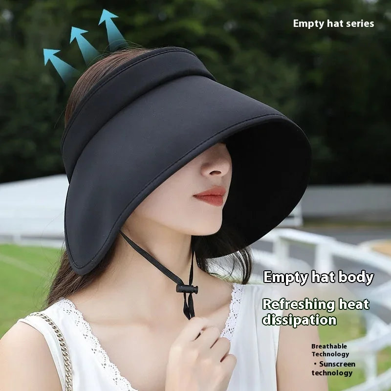 Full face sunscreen cap, ice silk for women 2024 new summer UV protection versatile foldable sunshade cap, empty top