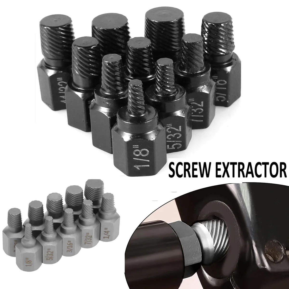 10/20Pcs Screw Extractor Kit Alloy Steel Damaged Screw Remover Metal Easy Out Drill Bits Bolt Stud Multi-Spline Screw Extractor