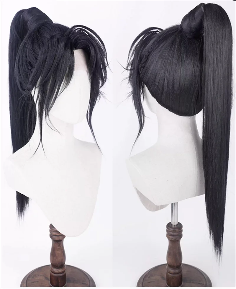 Scumbag System Already Styled Cos Wig Luobinghe Long Black Cosplay Wigs Cos Props Set for Kids Gift