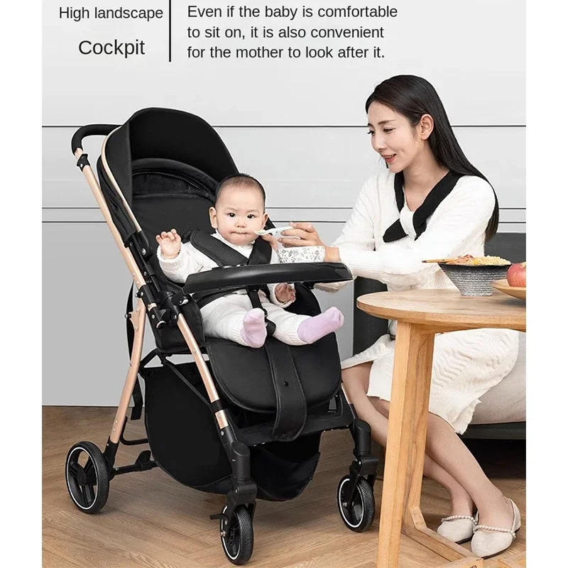 Baby Two-Way Ultra-Light Stroller Can Sit and Lie Down One-Button Folding High Landscape Umbrella Car Children's Dining Chair