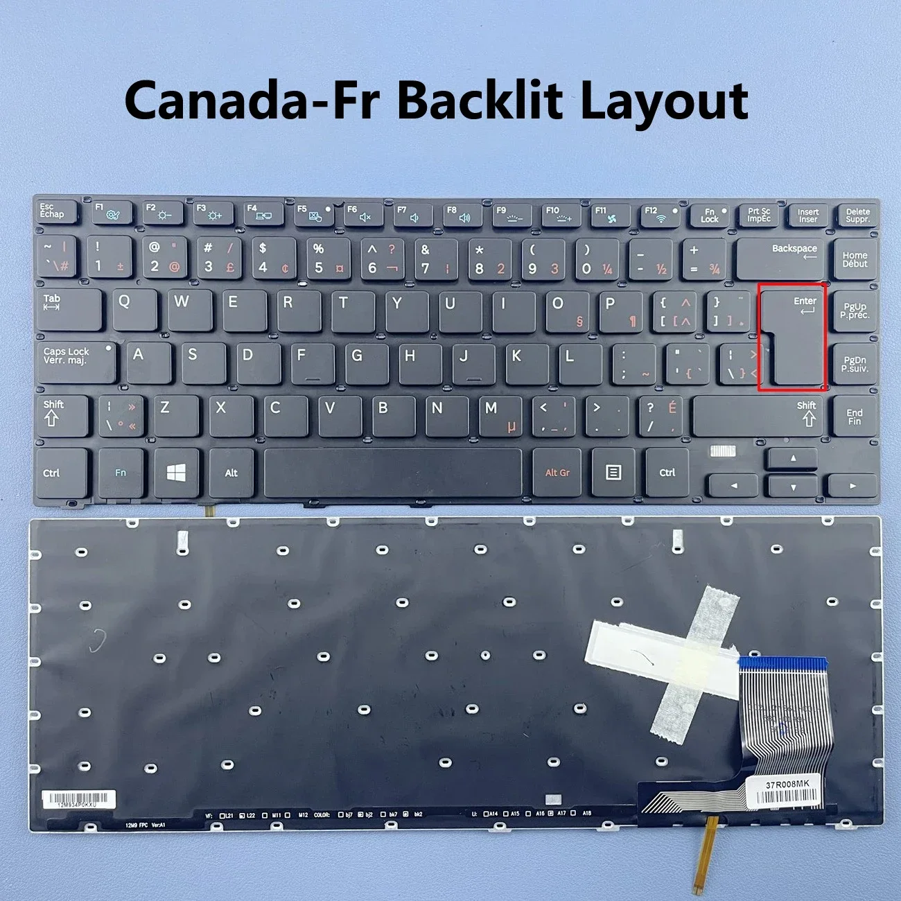 Canada-French Backlit Keyboard For Samsung NP370R4E 370R4V 450R4E 450R4V 470R4E 470R4V NP455R4J NP450R4Q NP540U4E Series