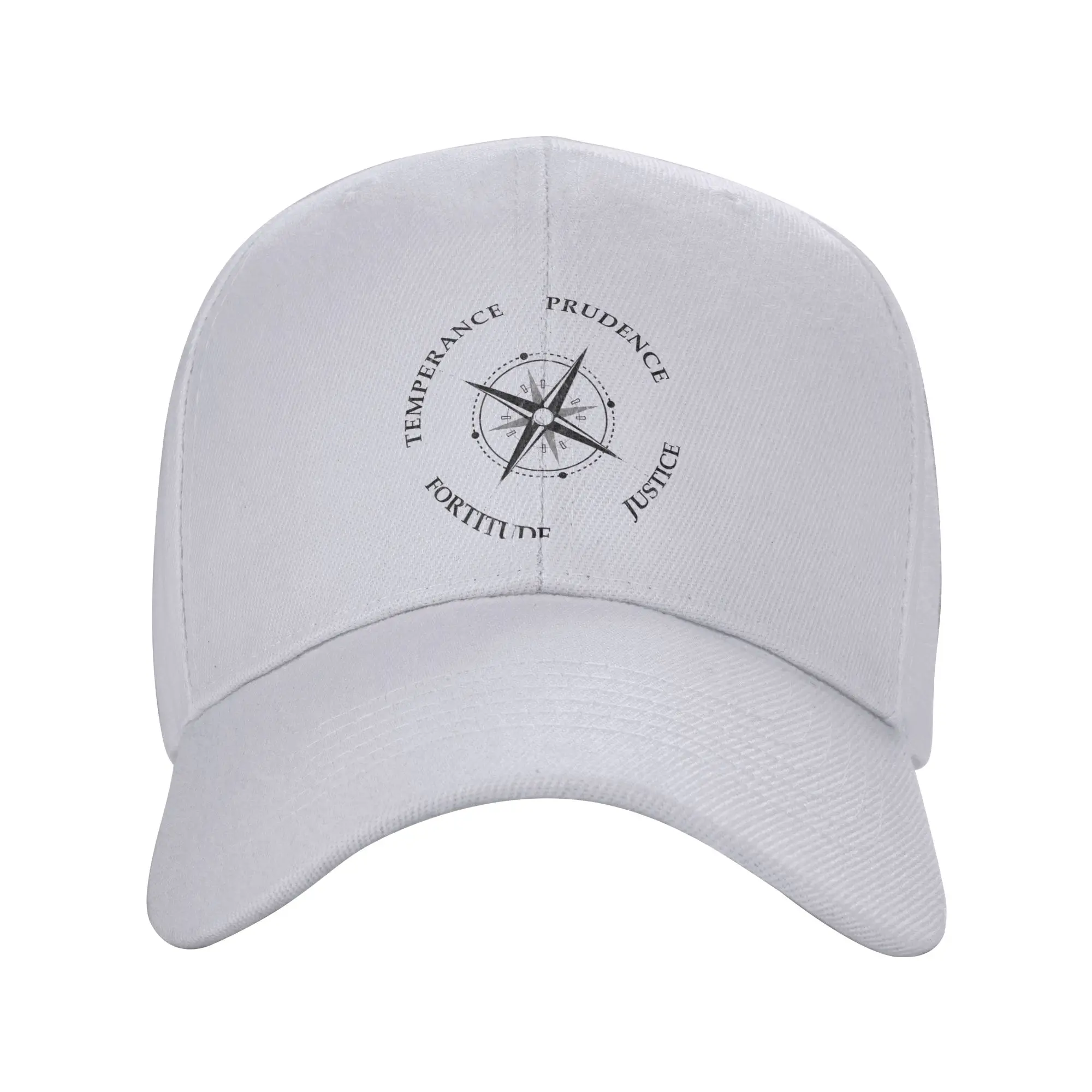 Casquette de baseball à visière incurvée, style vintage, motif Boussole et Vertus Cardinales (Prudentie, Justice), pour le sport et la course