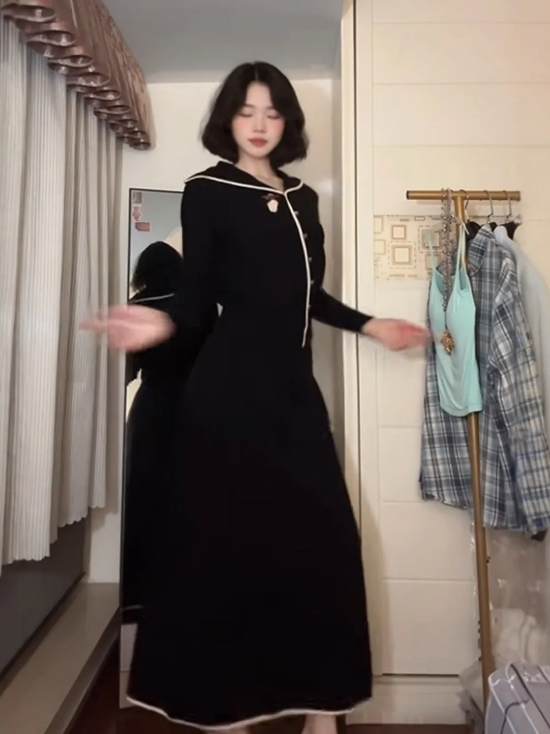 

College Sle Knitted Set Gentle Wind Semi-Formal Long Sve Comfortable Spring Outfit for Women Comfortable Mid-Spring Ense...