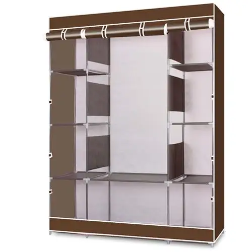 

10-Compartment 4-Layer Non-Woven Fabric Wardrobe Organizer - Coffee Color