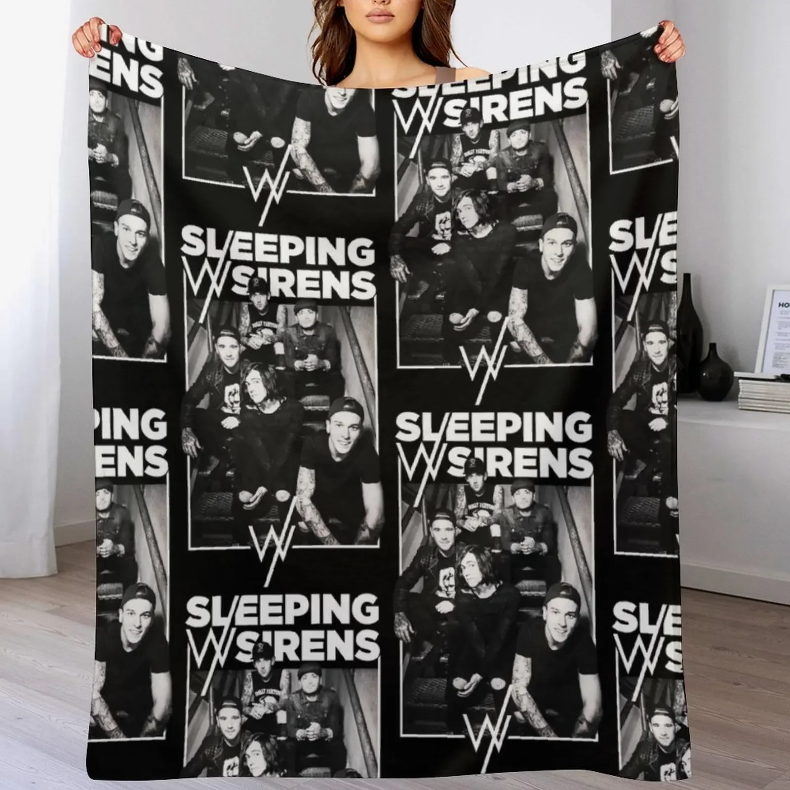 

Sleeping with sirens - Band T-shirt Throw Blanket Plush Picnic Sleeping Bag Bed Blankets