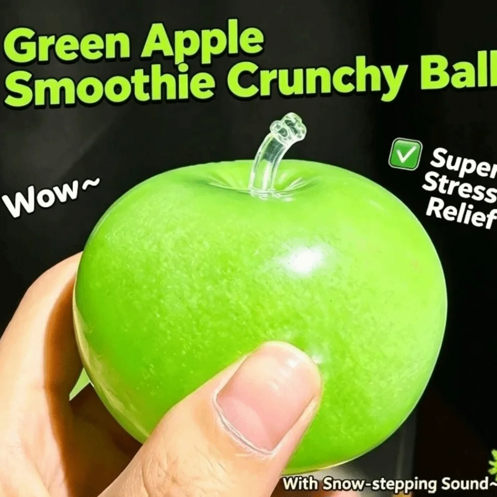 Cute TPR Green Apple Slushie Stress Ball Green Apple Shaped Stress Relief Squeeze Elastic Moldable Fidget Toy Relaxation Toy