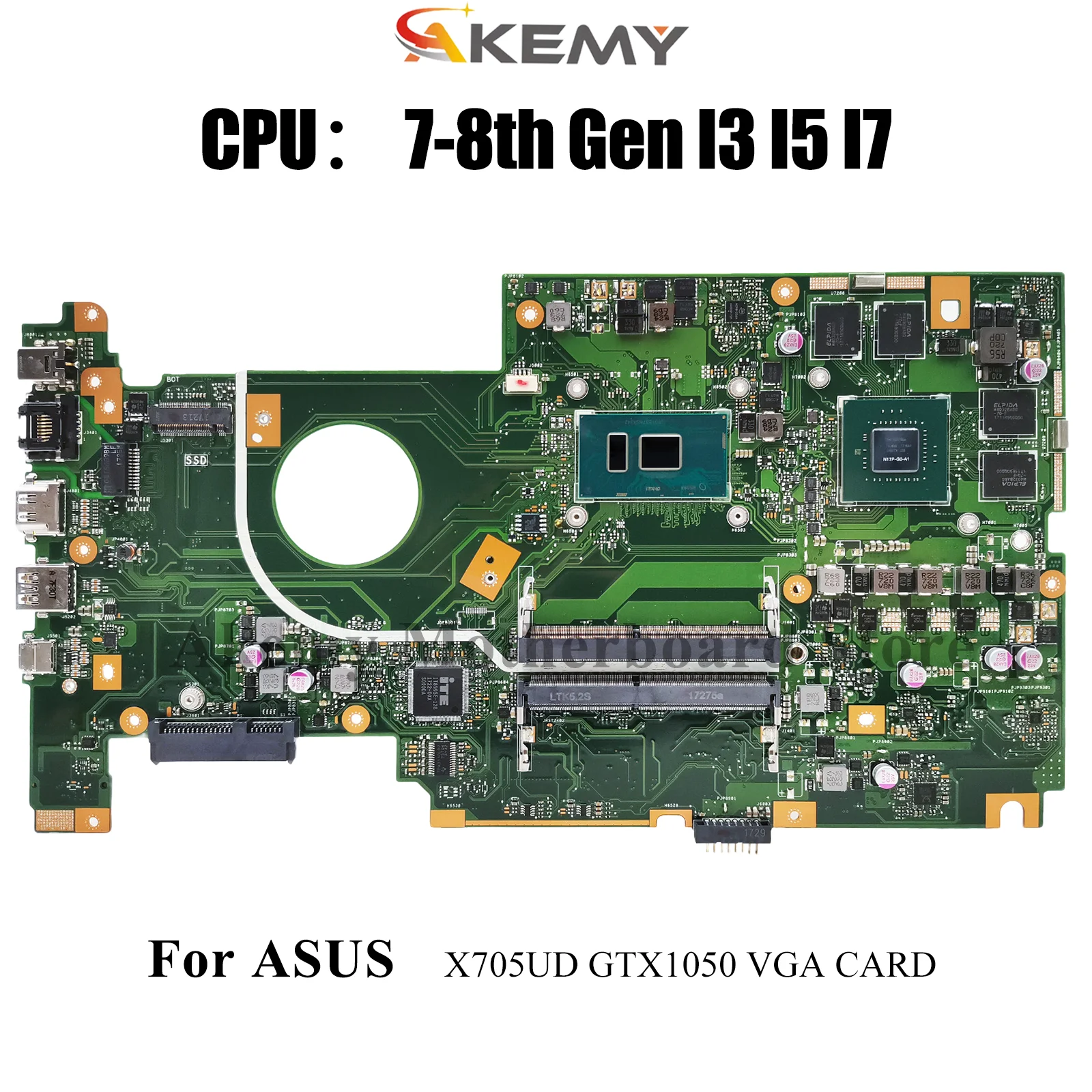 

X705UD Laptop Motherboard For ASUS VivoBook X705UVP X705UNR X705UB X705UF X705U X705UBR X705UQ X705UN Mainboard W/ I3 I5 I7 CPU