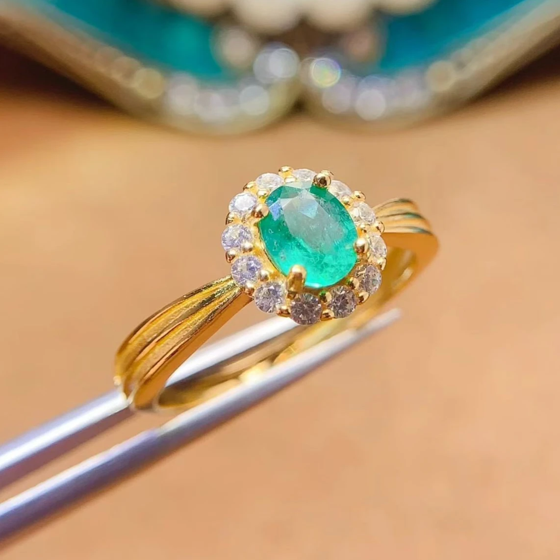 Elegant Emerald Ring for Engagement 0.5ct 5mm*6mm Natural Emerald Ring with Certificate Solid 925 Silver Fine Jewelry