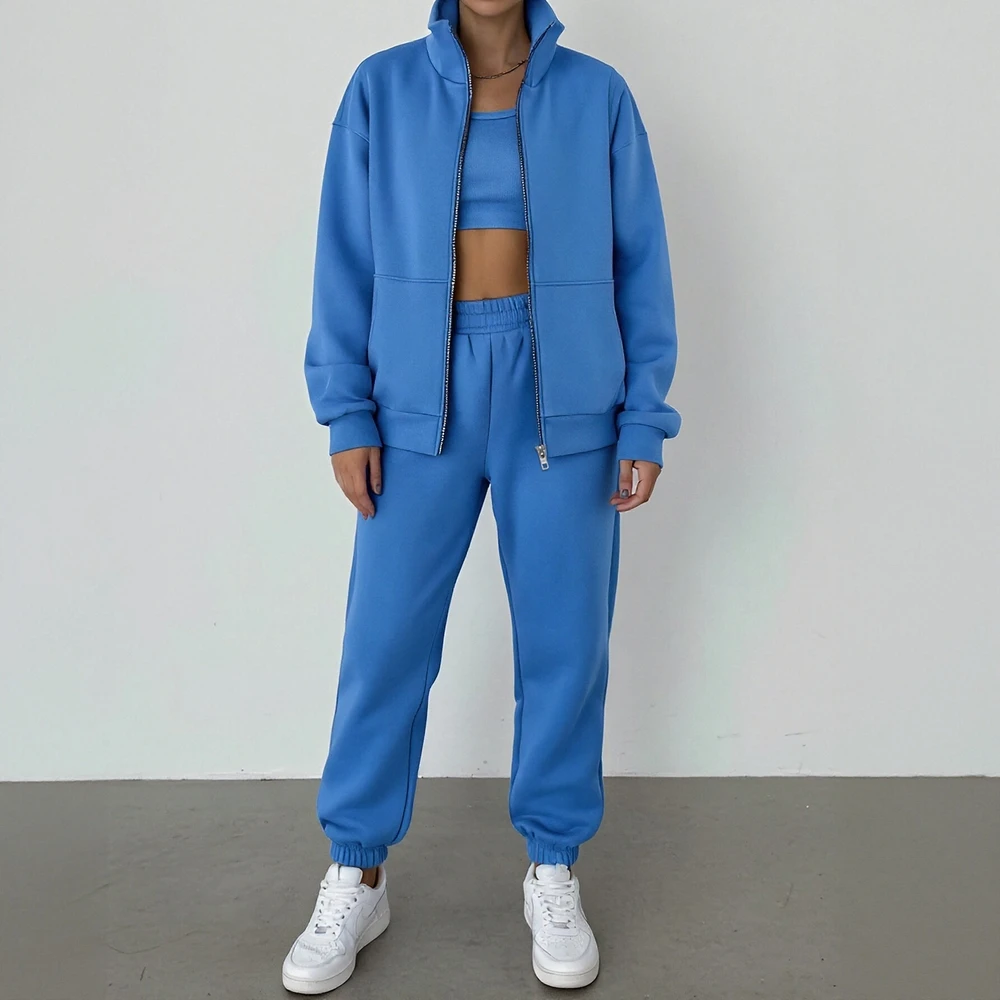 Pantalones de traje de ajuste informal Otoño Invierno conjunto de moda para mujer conjunto de pantalones largos estilo cómodo sin decoración