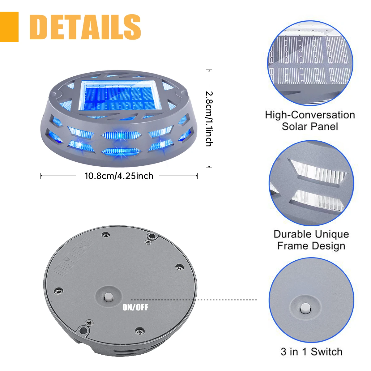 Solar Deck Lights Outdoor Driveway Marker Dock LED Light IP67 Waterproof Road Markers for Driveway Sidewalk Garden Pathway Yard