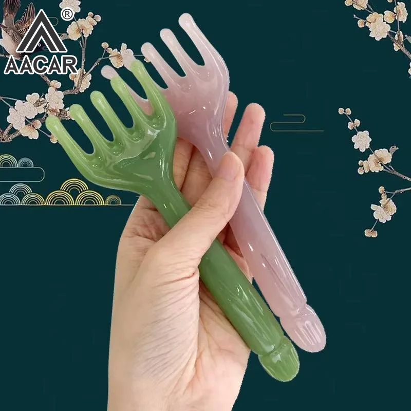 Amber Resin Five Claw Head Massager Smooth Round Tips For Stress Relief Home Daily Full Body Use