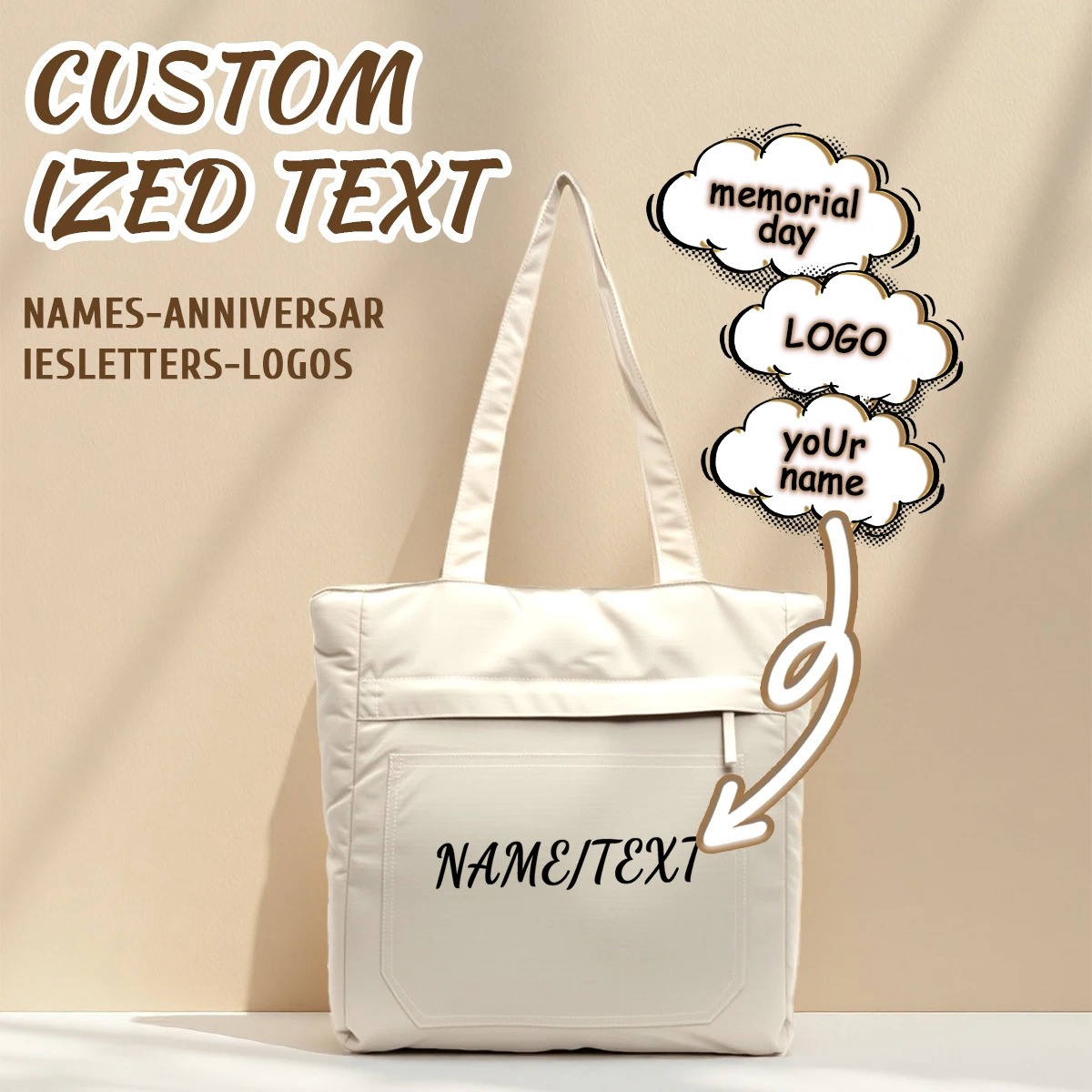 

High-end custom logo tote canvas bag for commuting to work, student bag, one-shoulder cloth bag, portable personality diy