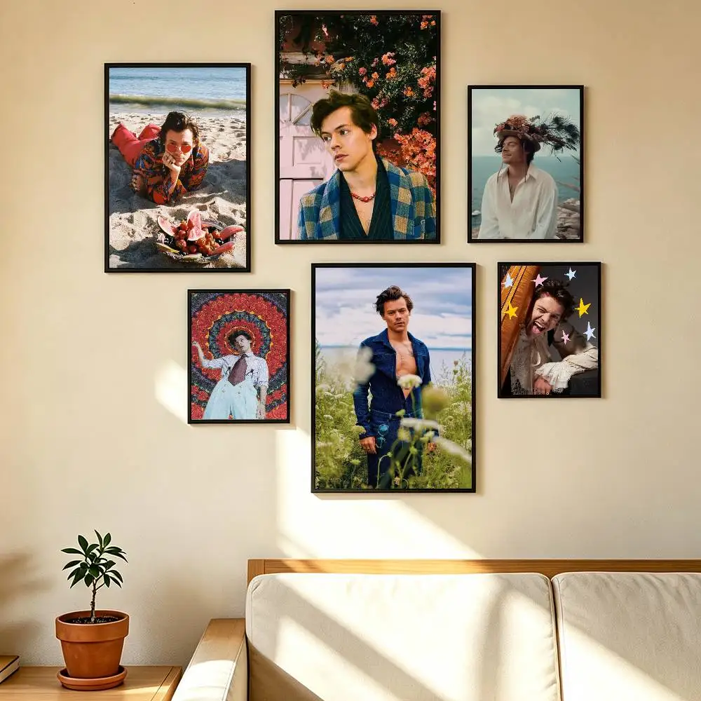 Famous Pop Singer Harry Styles Cartoon Poster Waterproof Wall Art Sticker For Bar Living Room Vintage Decor High Quality Print